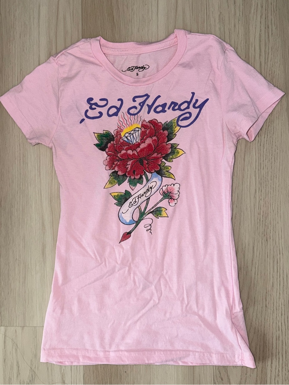 Y2K Ed Hardy Pink Baby Tee
